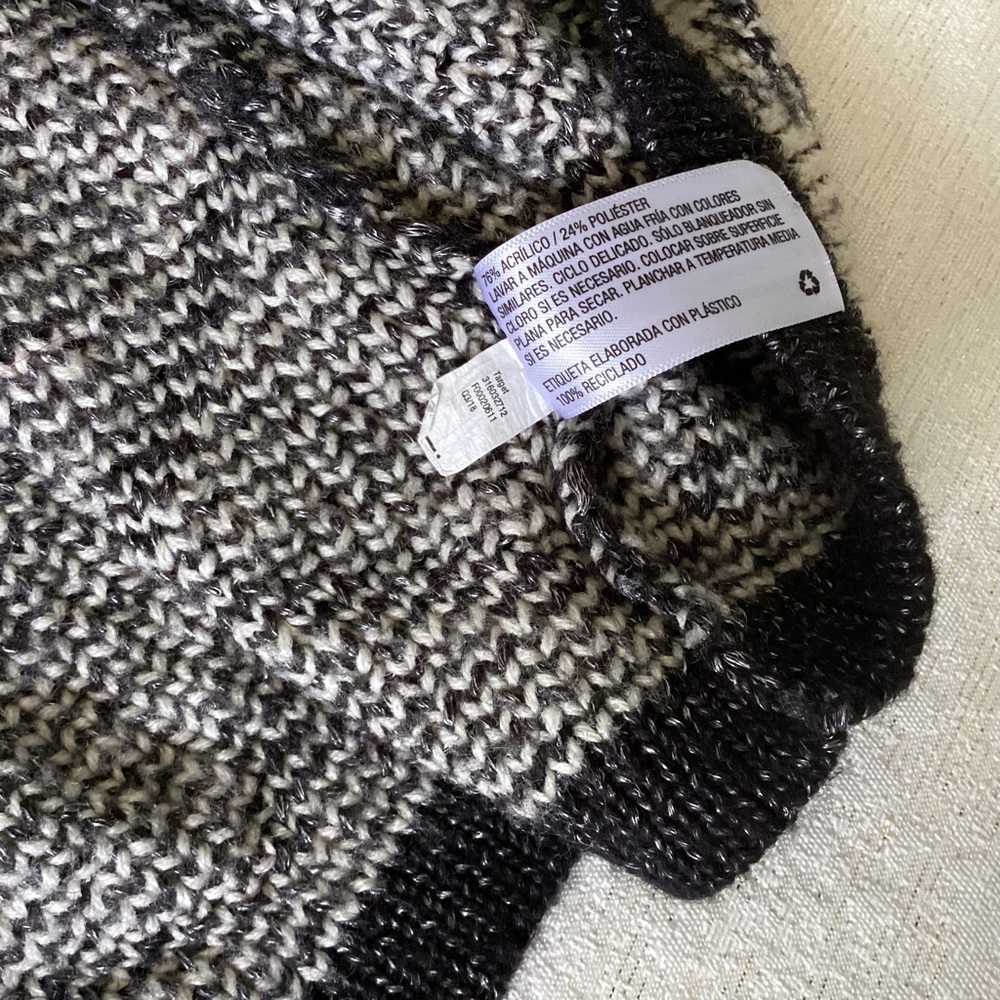 Knox Rose Open Front Waterfall Cardigan Womans Size Large Black & Cream Longline - Picture 9 of 12